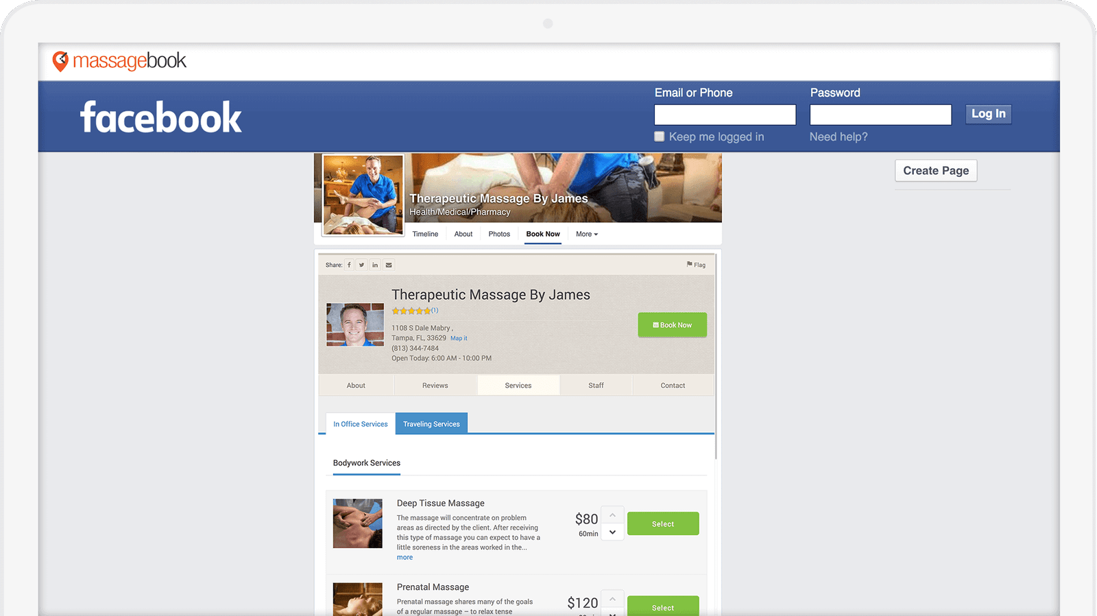 Best Massage Business Tools: MassageBook gives your clients the ability to book on facebook.