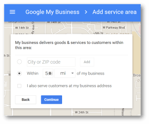 Google+ Choosing Service Area